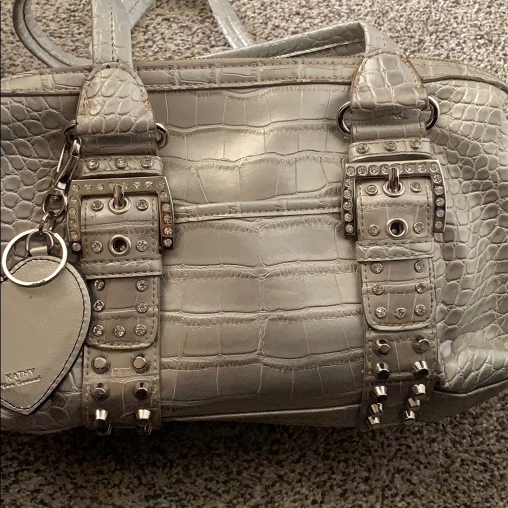 Faux Croc Purse Silver